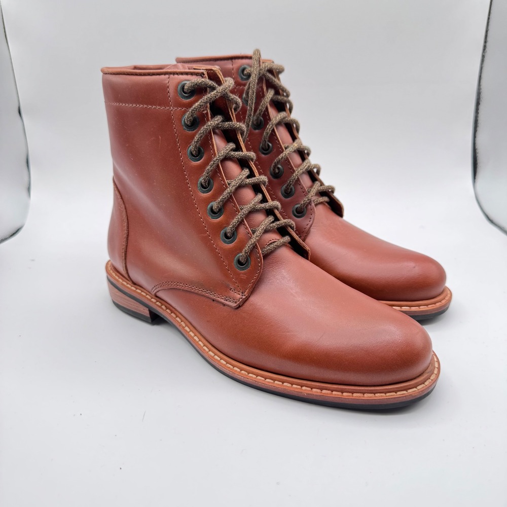 Nisolo Amalia Lace Up Women's 6 Brown Leather Ankle Boots Combat New All Weather